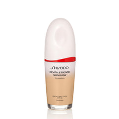 Shiseido RevitalEssence bottle with radiant, medium-coverage finish