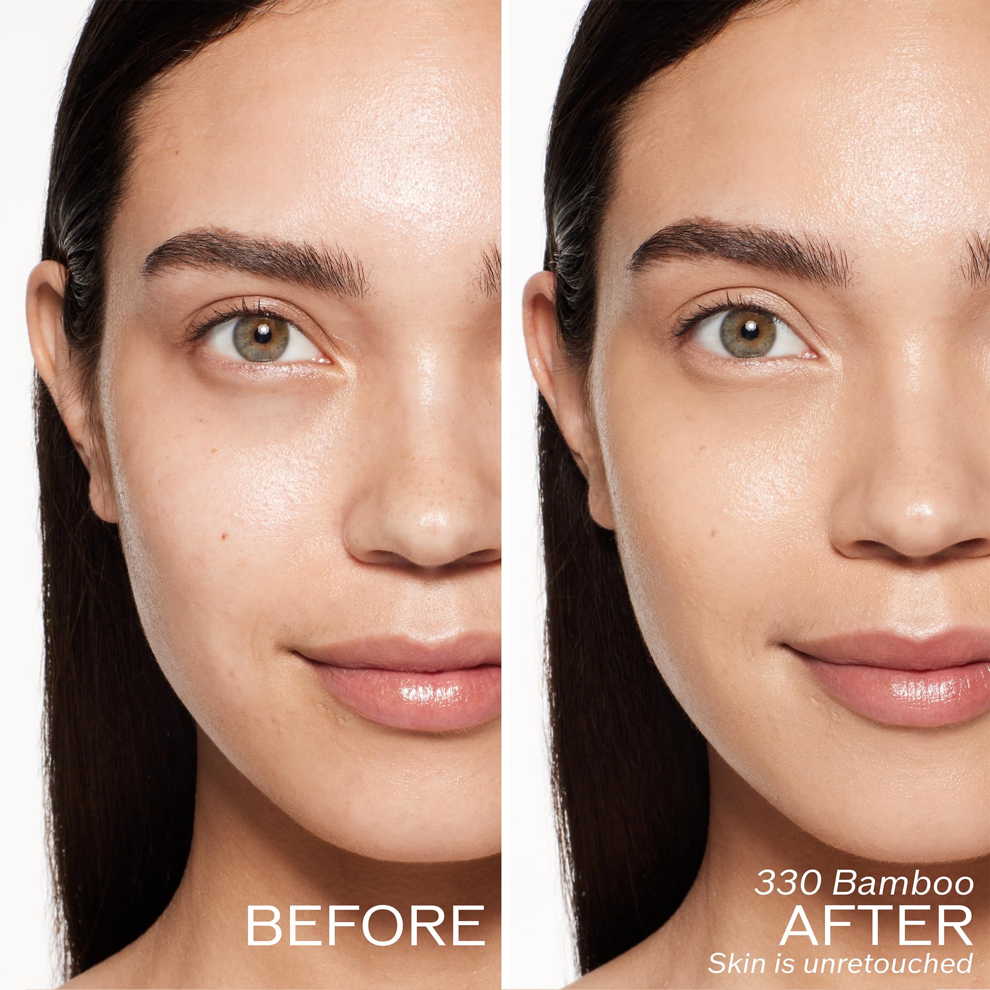 Shiseido RevitalEssence Foundation swatch demonstrates buildable coverage