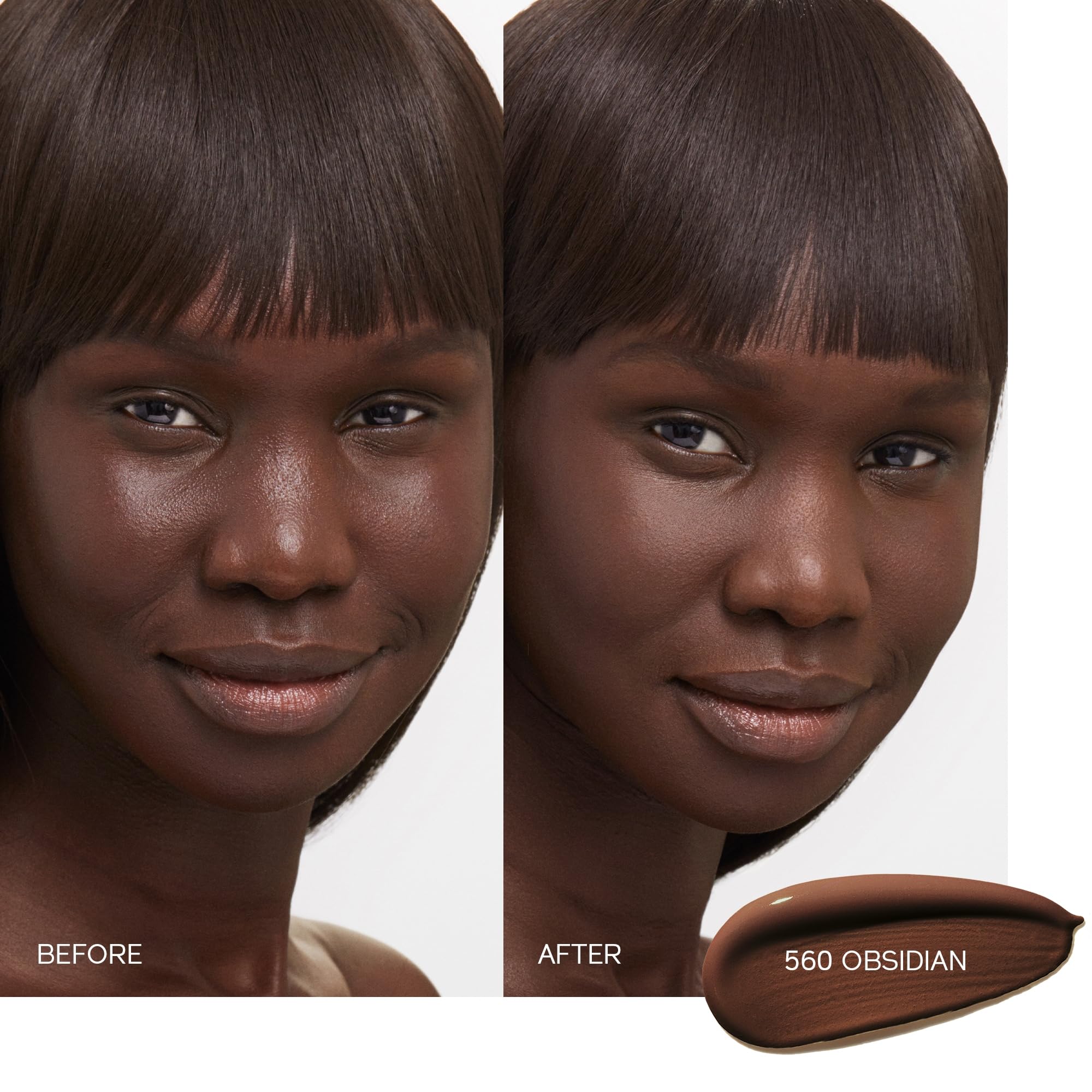 Shiseido Synchro Skin swatches reveal even, semi-matte coverage.