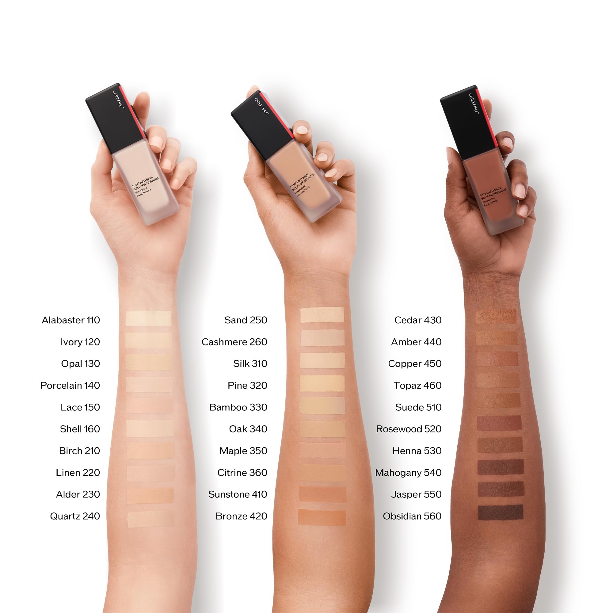 Foundation applied on skin for even tone with Shiseido Synchro Skin