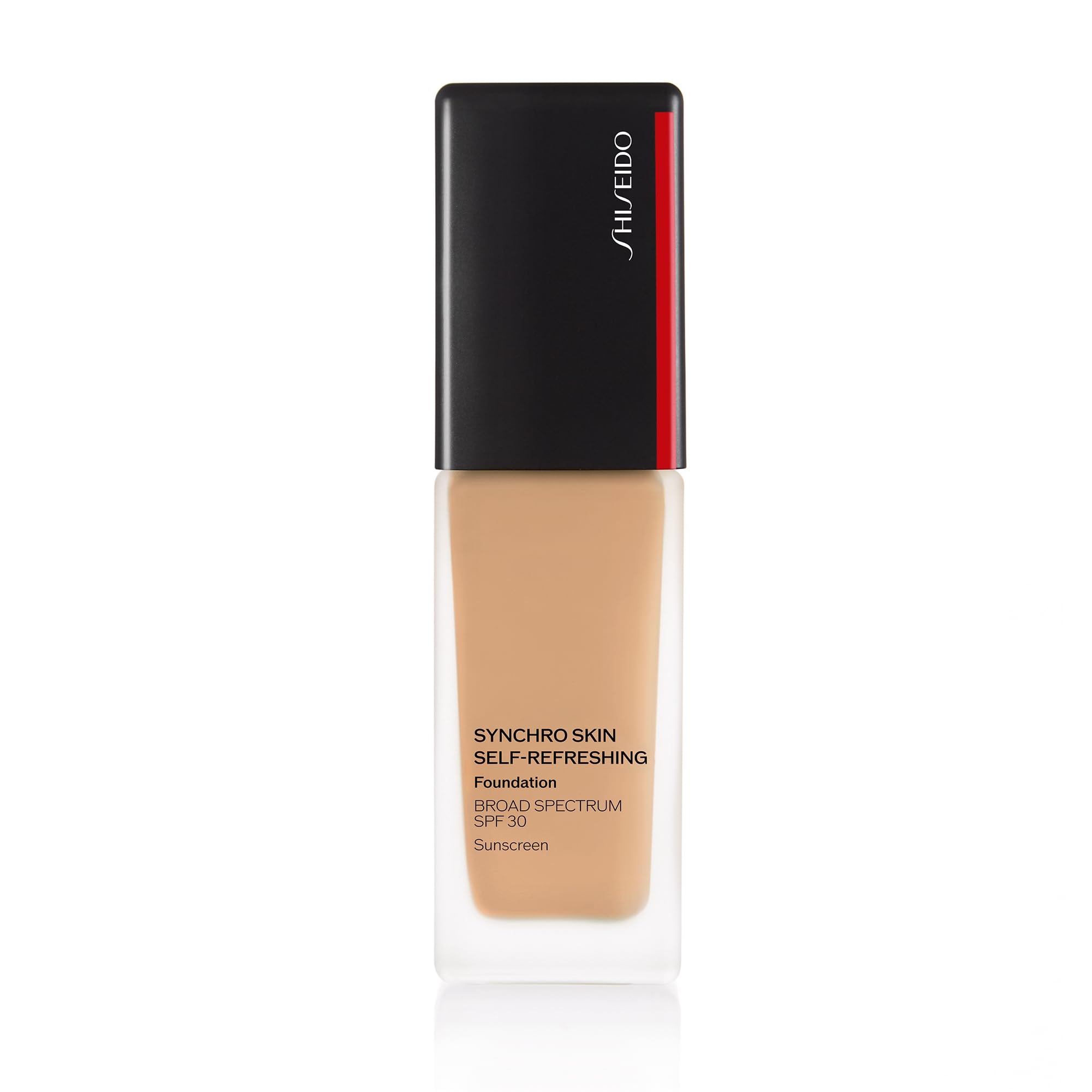 Shiseido Synchro Skin Self-Refreshing Foundation bottle top view showing long-wear semi-matte finish.