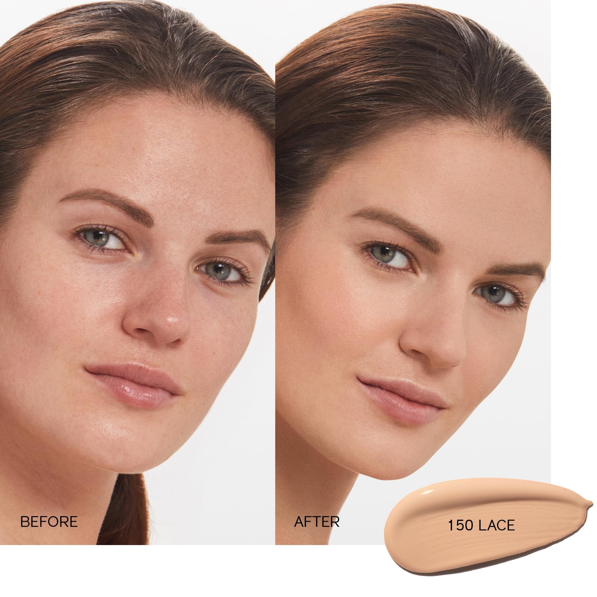 Shiseido Synchro Skin swatch on skin demonstrates buildable coverage.