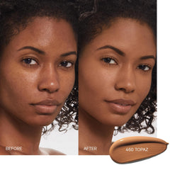 Close-up texture reveals smooth finish and minimized pores.