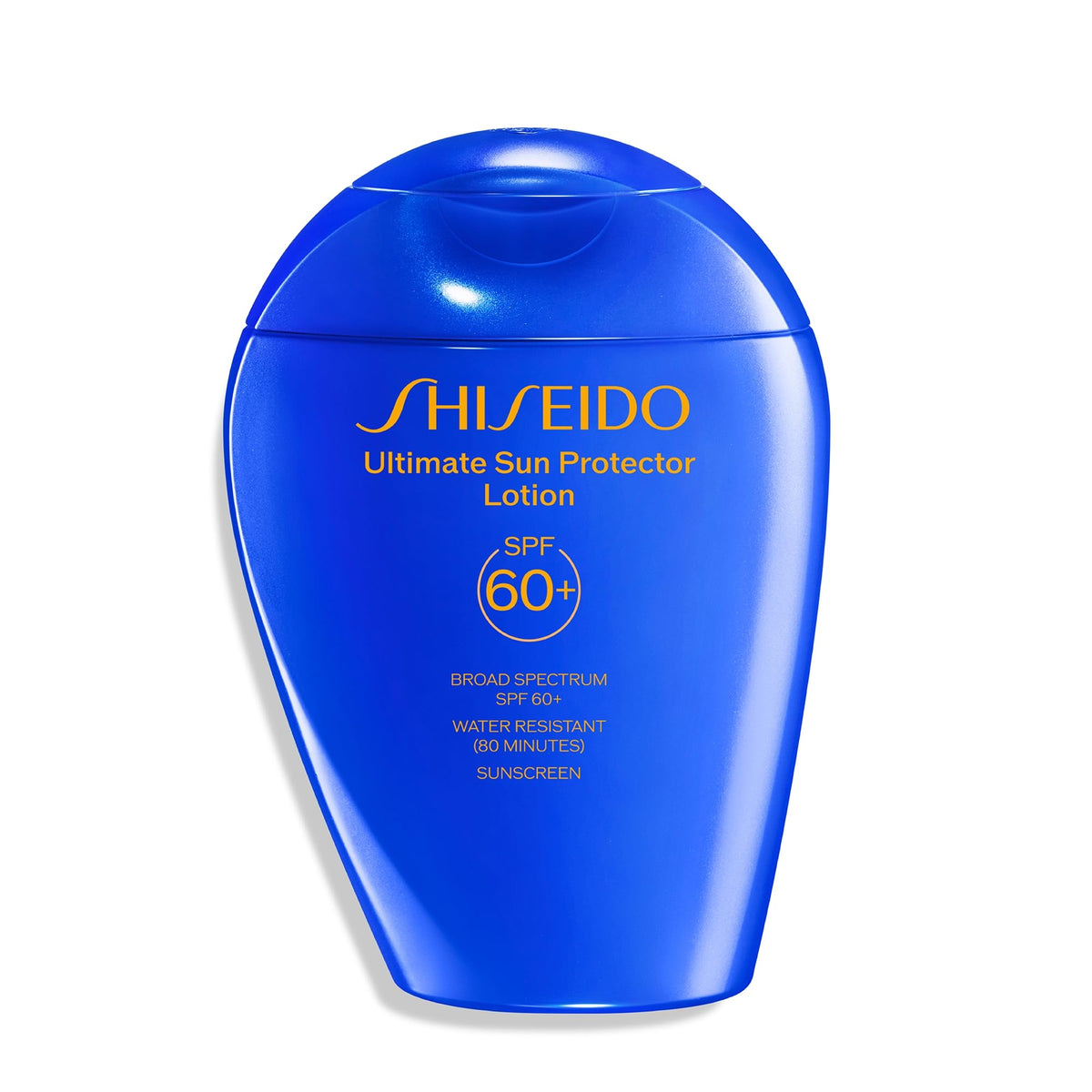 Shiseido Ultimate Sun Protector Lotion bottle close-up showing invisible SPF for all-day protection.