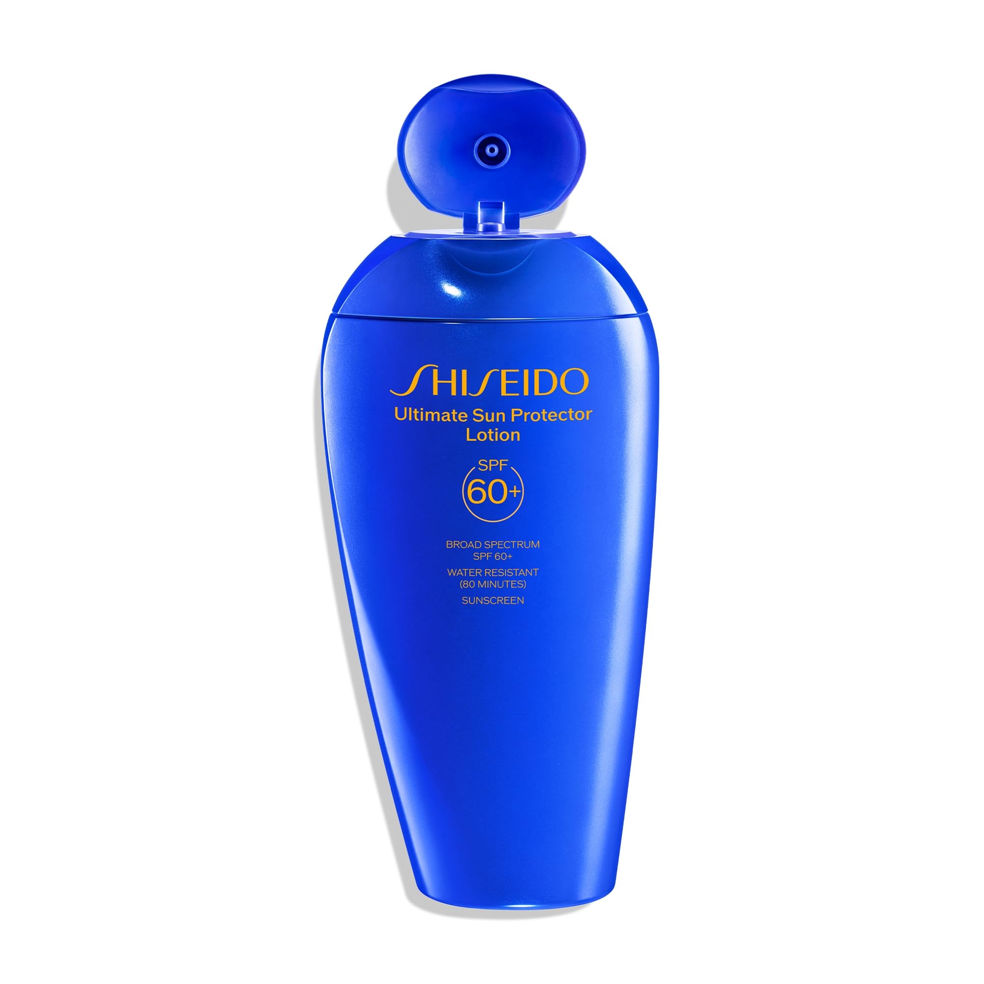 Model applying Shiseido lotion before sun exposure