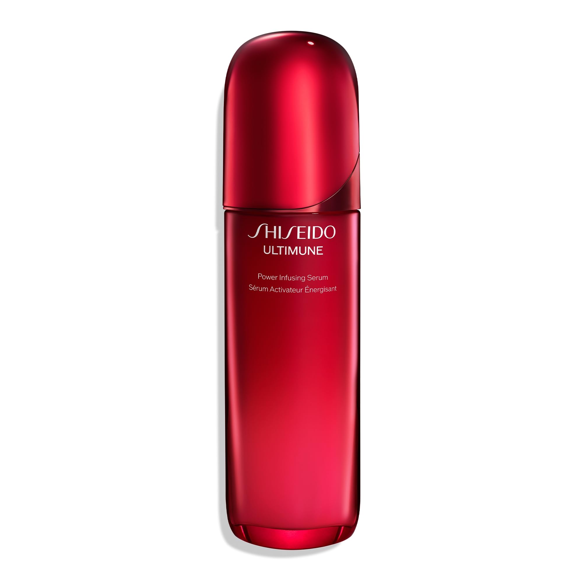 Shiseido Ultimune serum bottle closeup highlights premium packaging and smooth texture