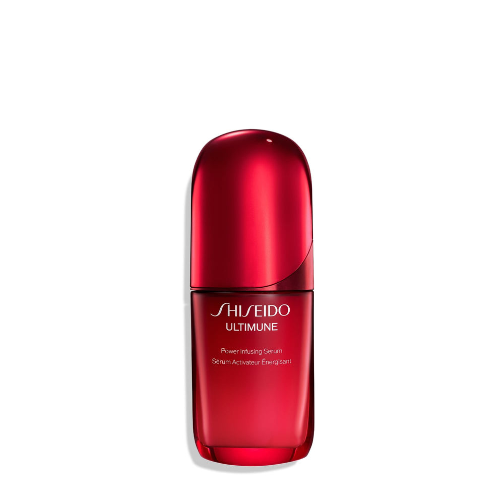 Shiseido Ultimune serum bottle ready for daily use to boost radiance.