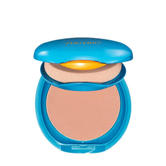 Shiseido UV Protective Compact Foundation applied on skin for a natural look.