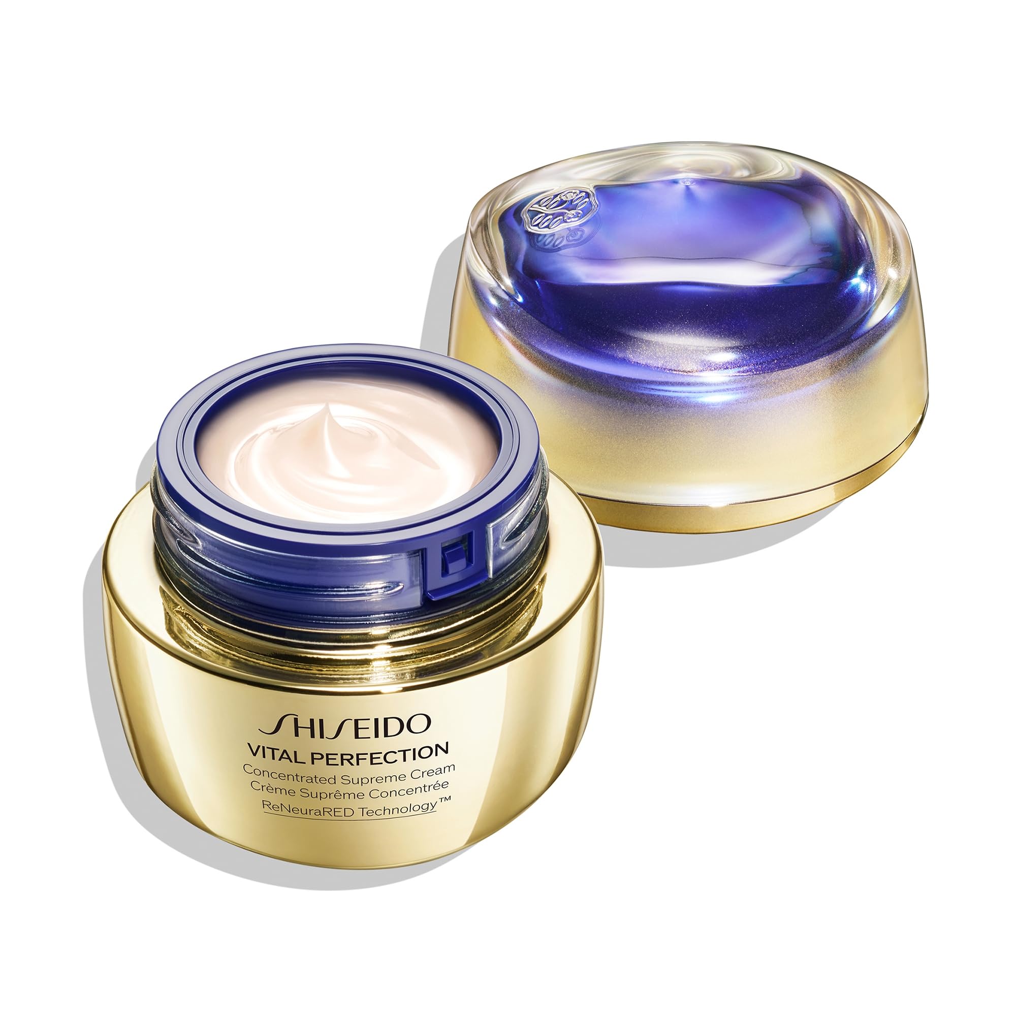 Shiseido Vital Perfection Concentrated Supreme Cream jar details reveal sleek packaging