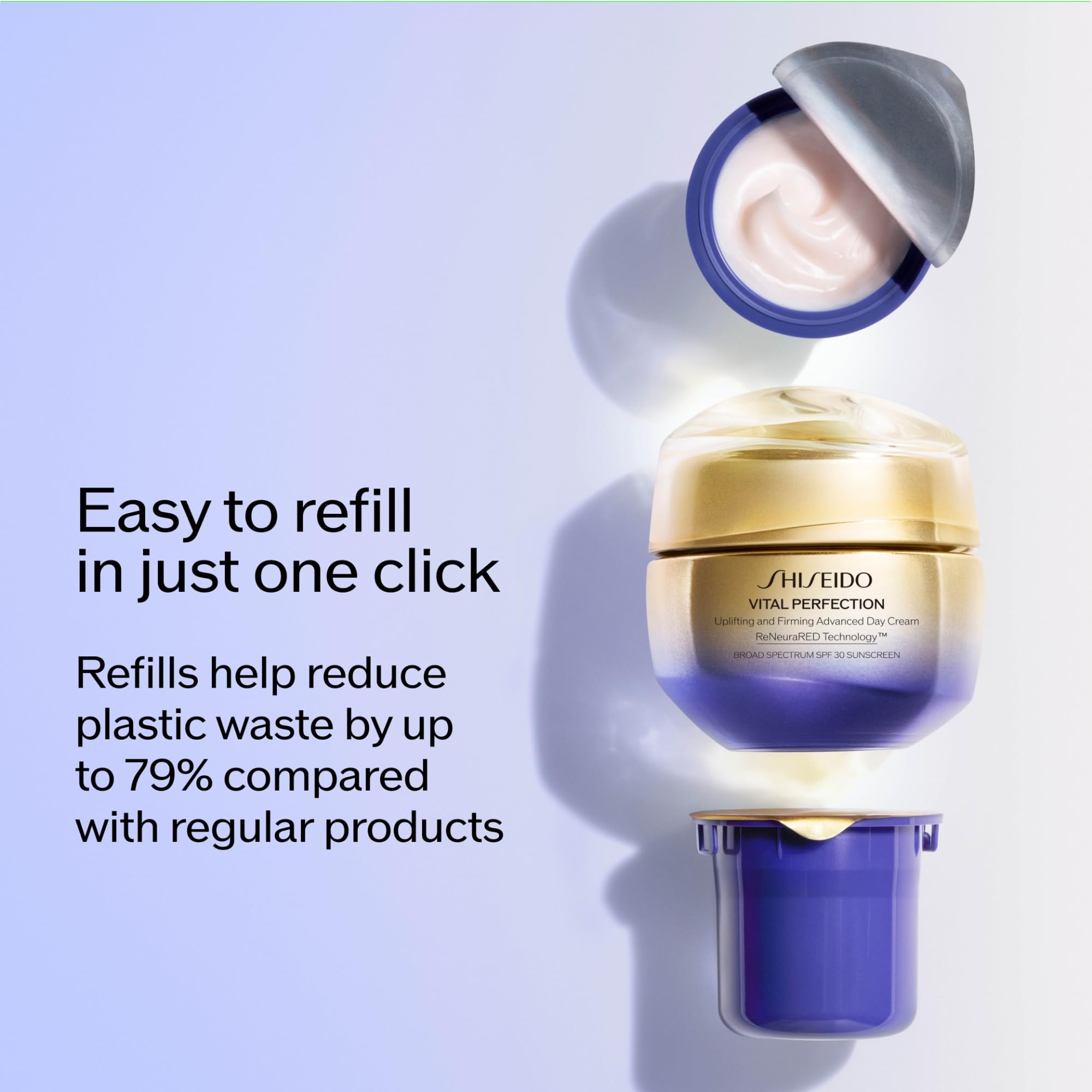 Shiseido Vital Perfection day cream close-up highlights ginseng extract ingredients