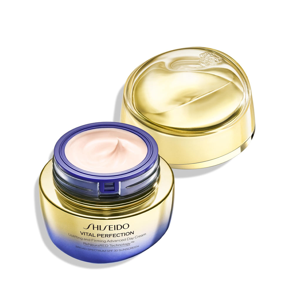 Shiseido Vital Perfection day cream packaging front conveys luxury ritual