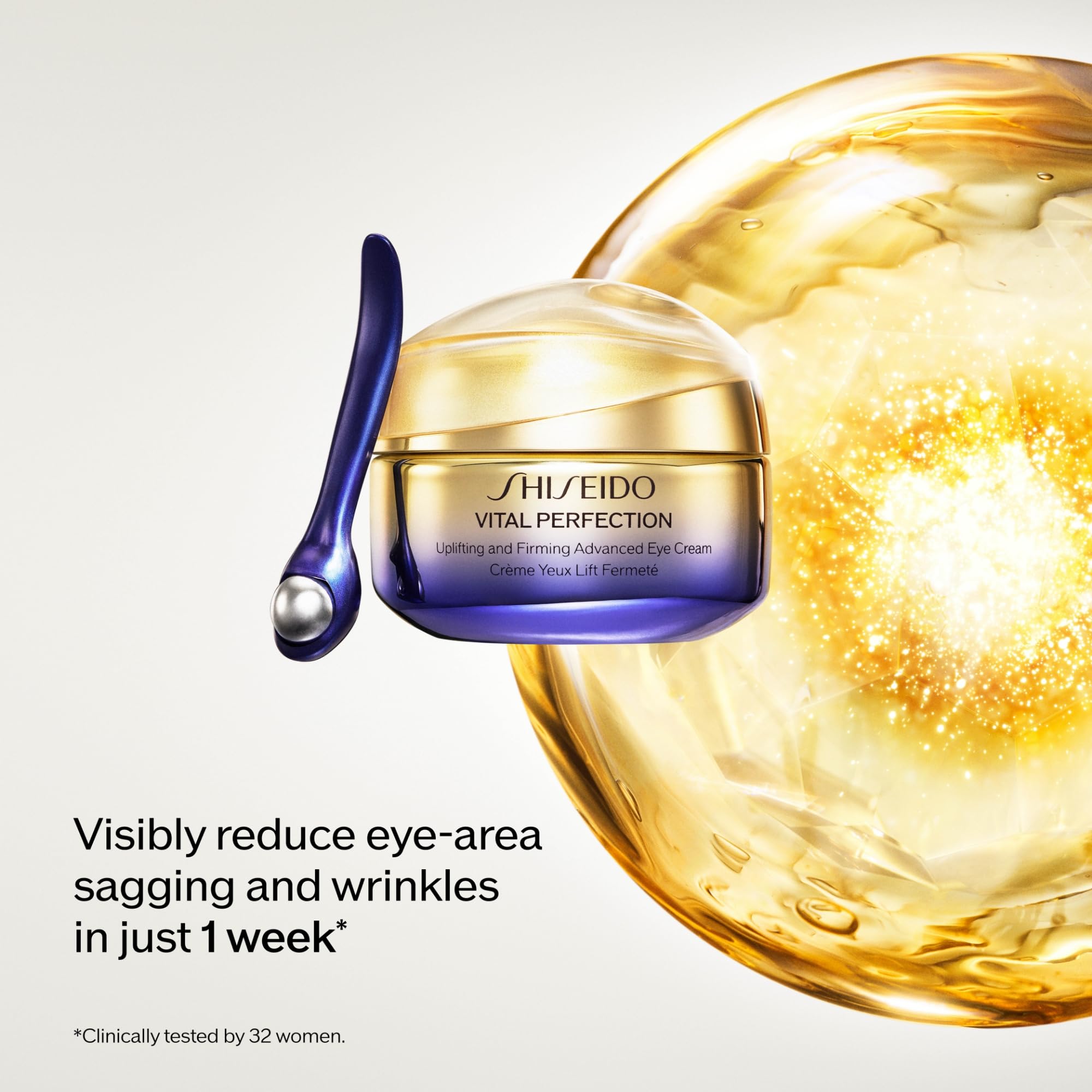 Shiseido Vital Perfection massage roller tool to boost absorption and smoothing.