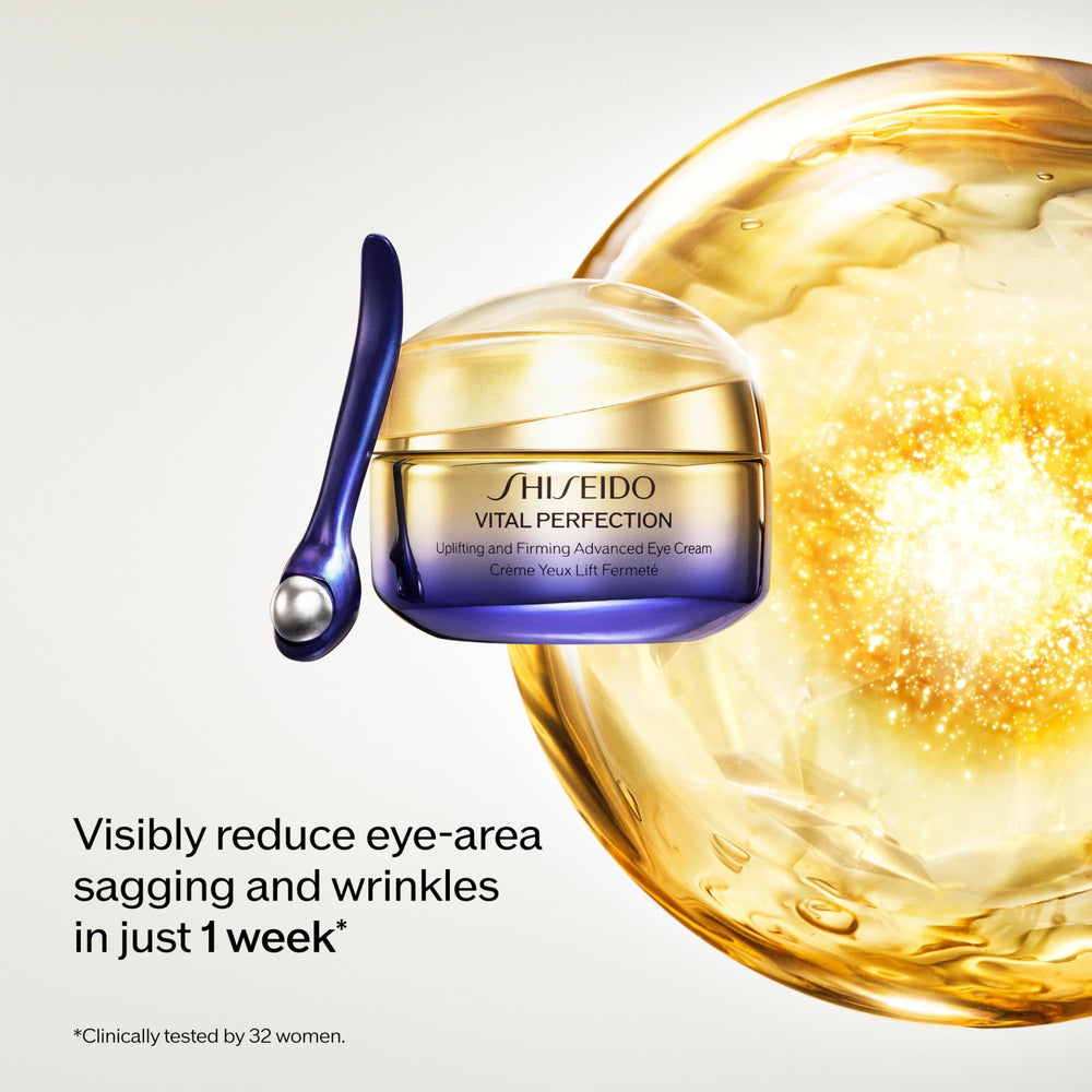 Shiseido Vital Perfection massage roller tool to boost absorption and smoothing.