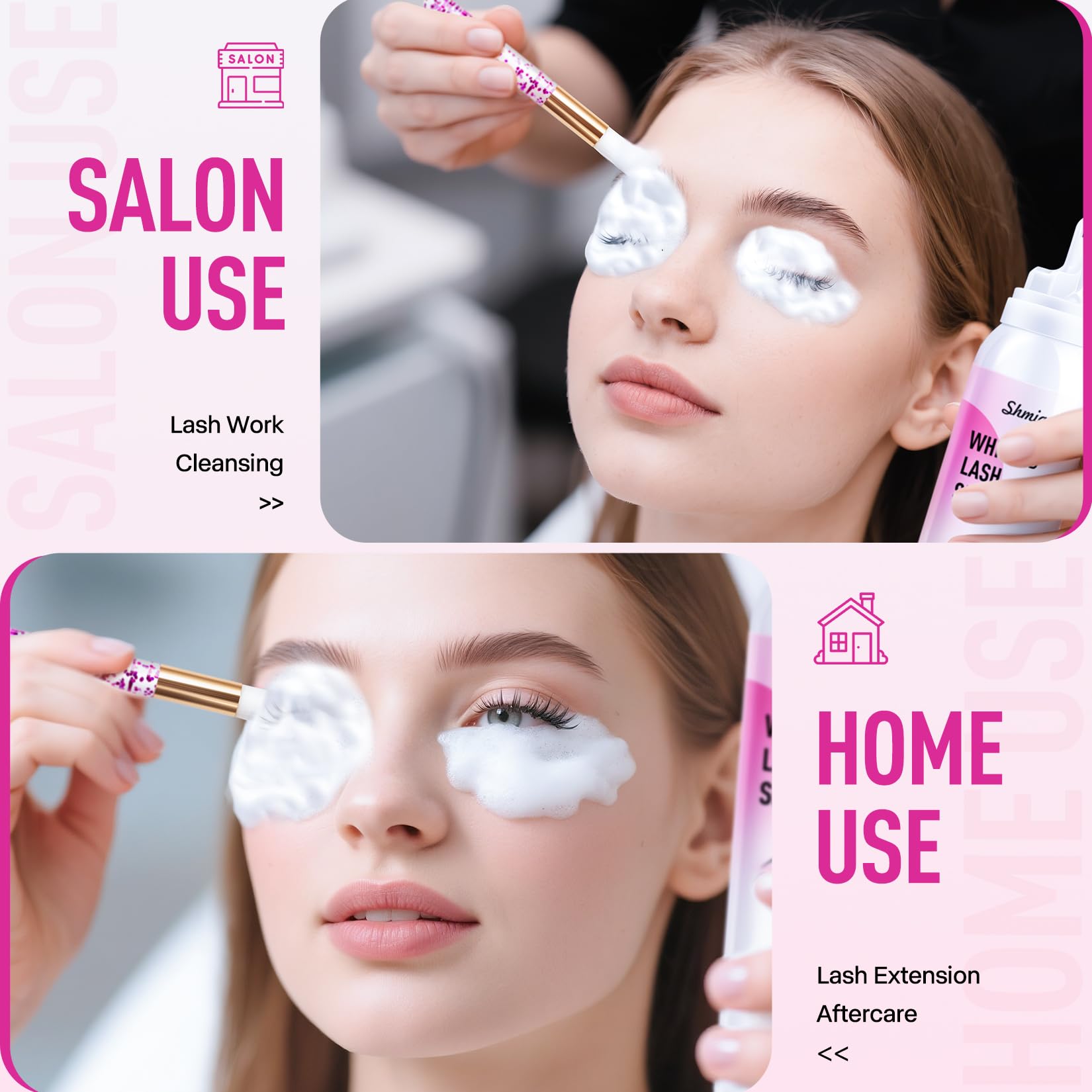 Cleansing brush for lash extensions assists thorough cleansing without tugging