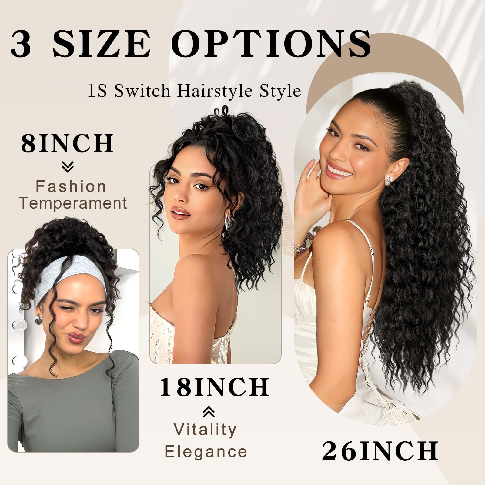 SHNMIN long curly ponytail ideal for weddings and special occasions.
