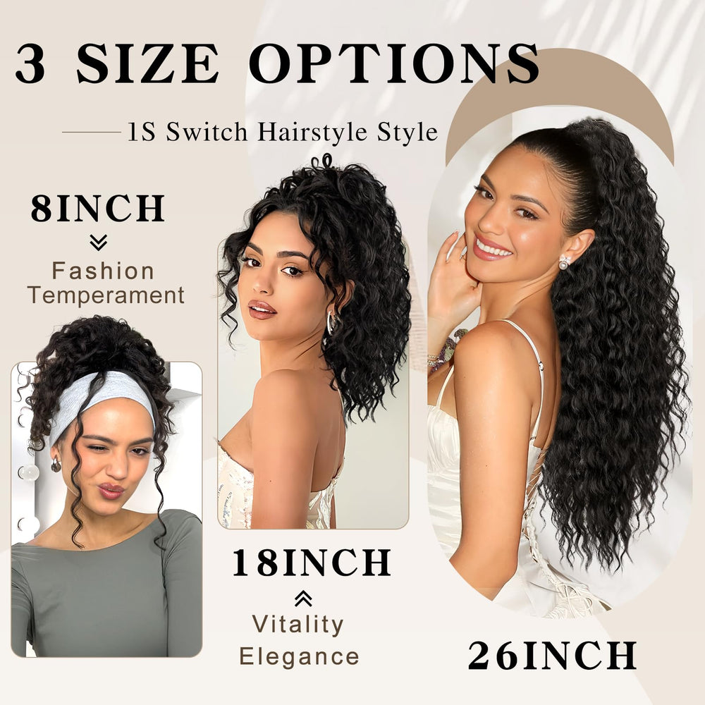 SHNMIN long curly ponytail ideal for weddings and special occasions.