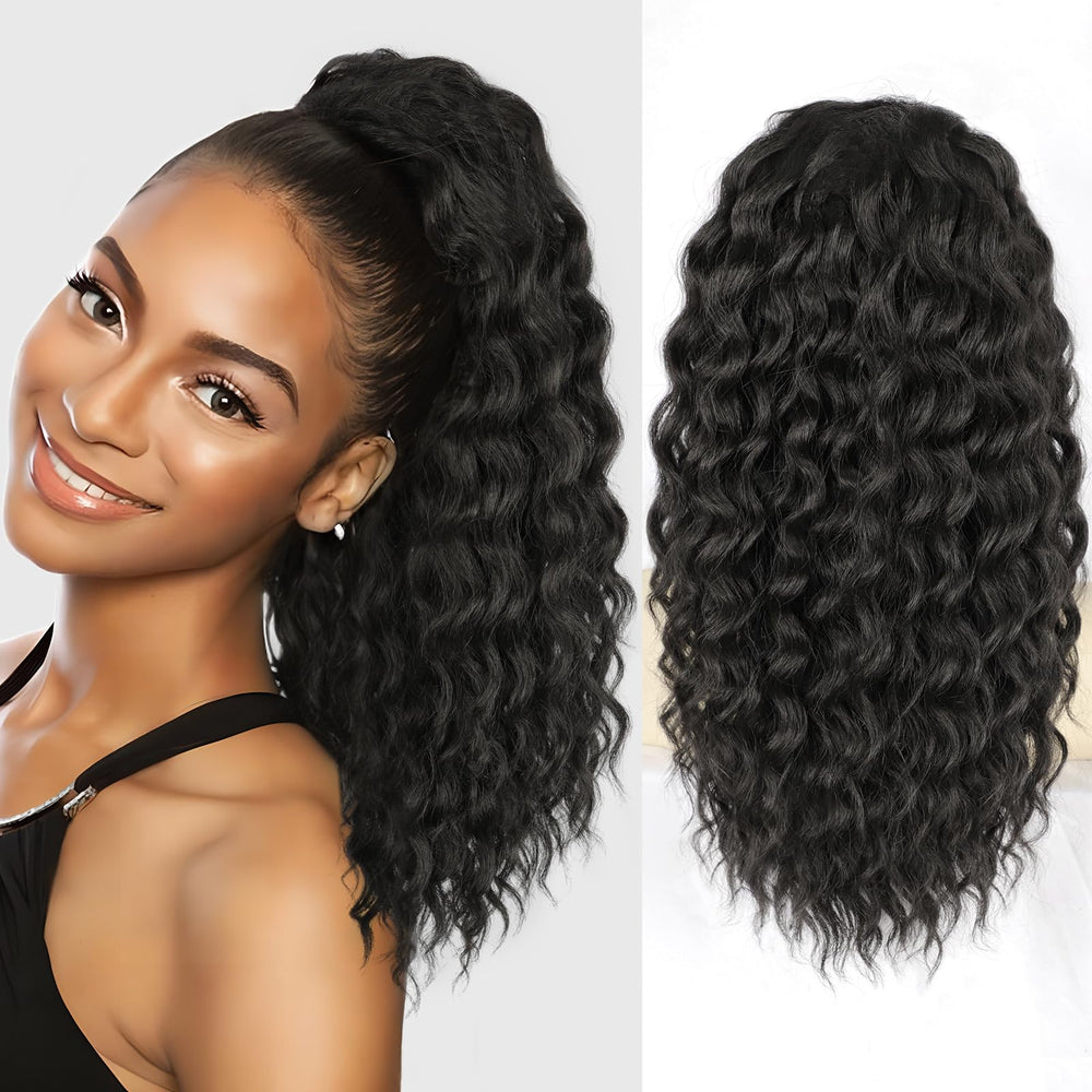 SHNMIN Ponytail Extension 18-inch curly drawstring example for daily wear