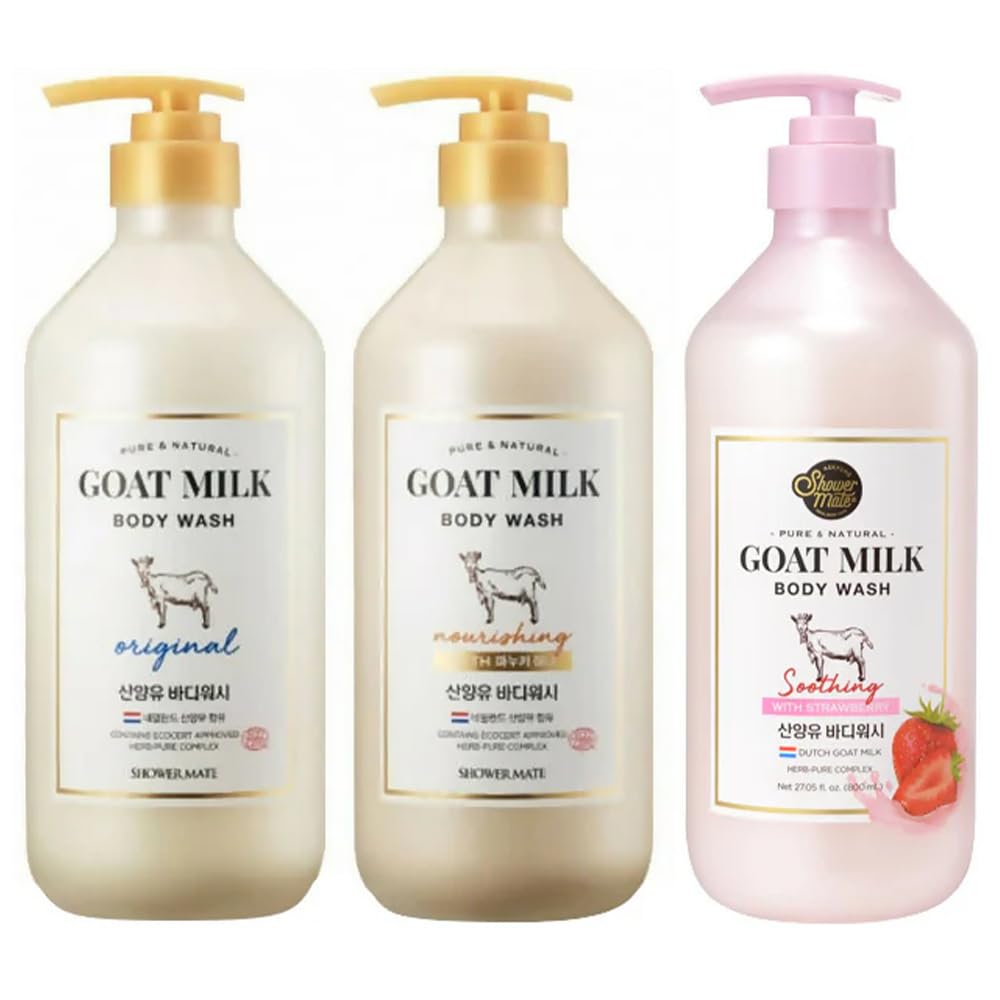 SHOWERMATE Goat Milk Body Wash eco packaging suggests sustainability.