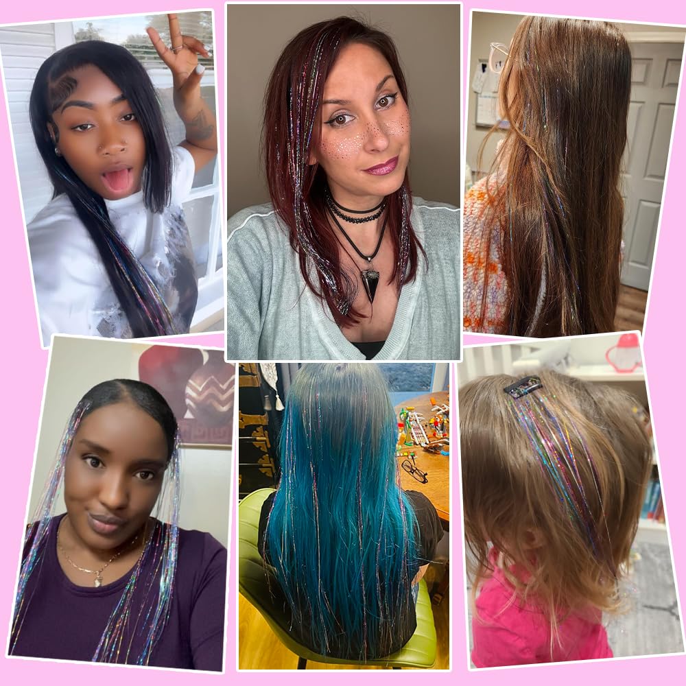 ShowJarlly hair tinsel clip with matte rivets blends easily into hair.