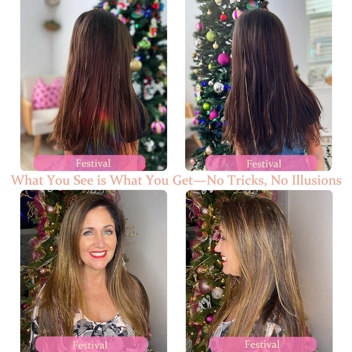 ShowJarlly heat-resistant hair tinsel clip keeps secure during active play.