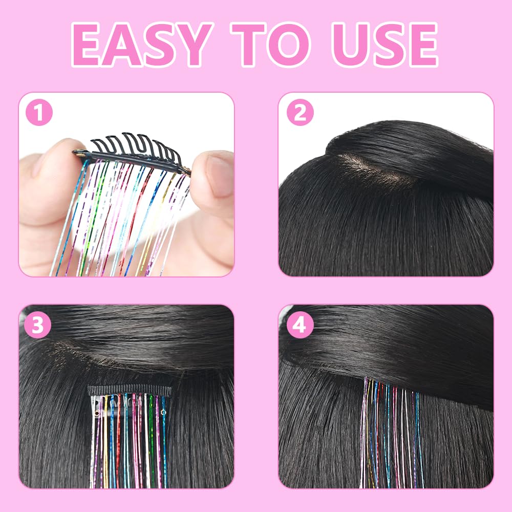 ShowJarlly kid-friendly glitter hair extensions for playful styles.