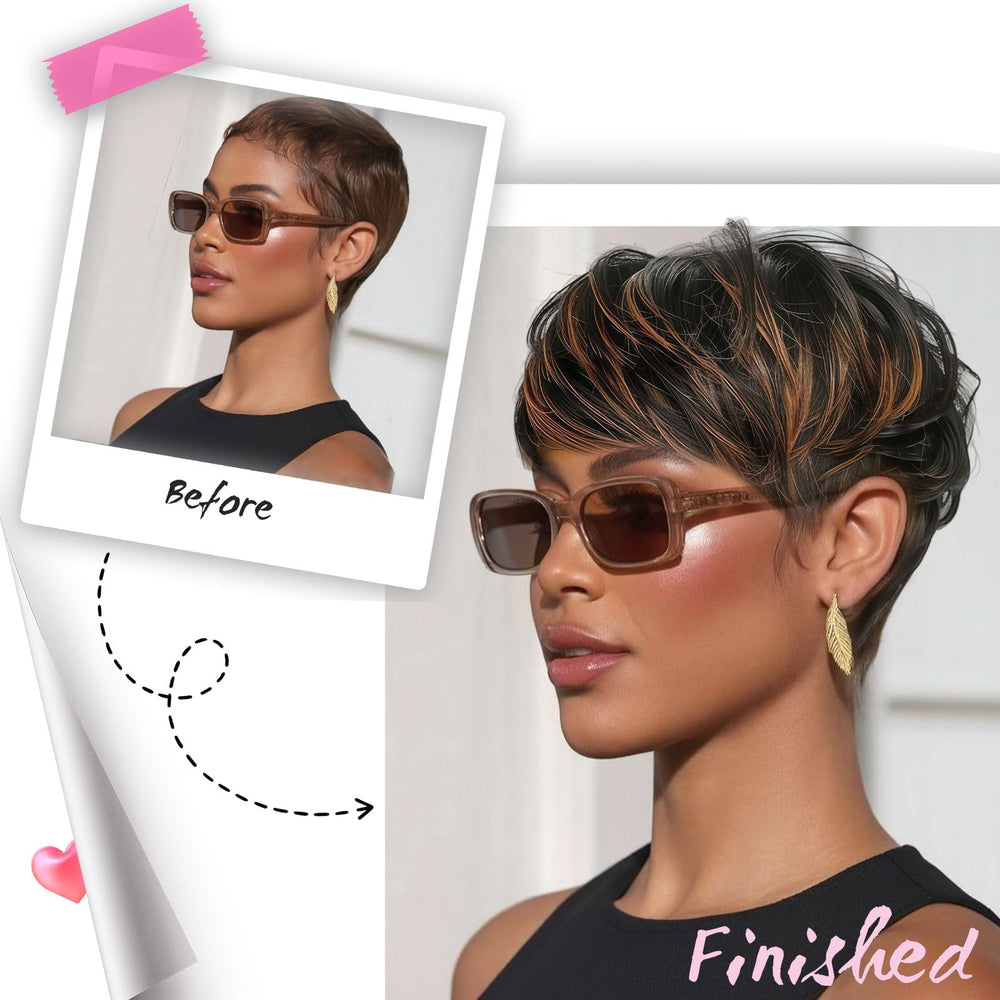 Showreal Pixie Cut Wig bangs detail demonstrates face-framing versatility