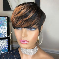 Showreal Pixie Cut Wig front view shows natural bangs and frame