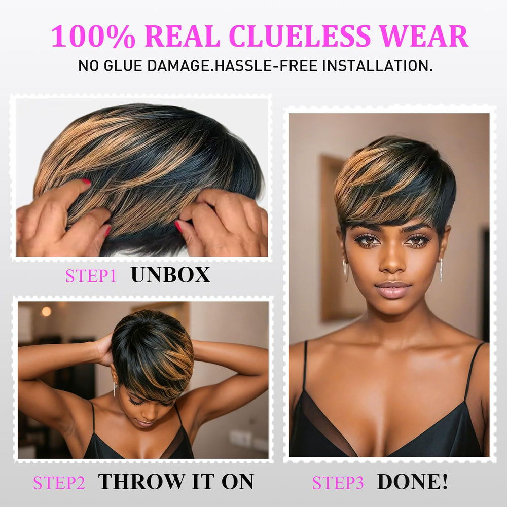 Showreal Pixie Cut Wig packaging and care guidance included