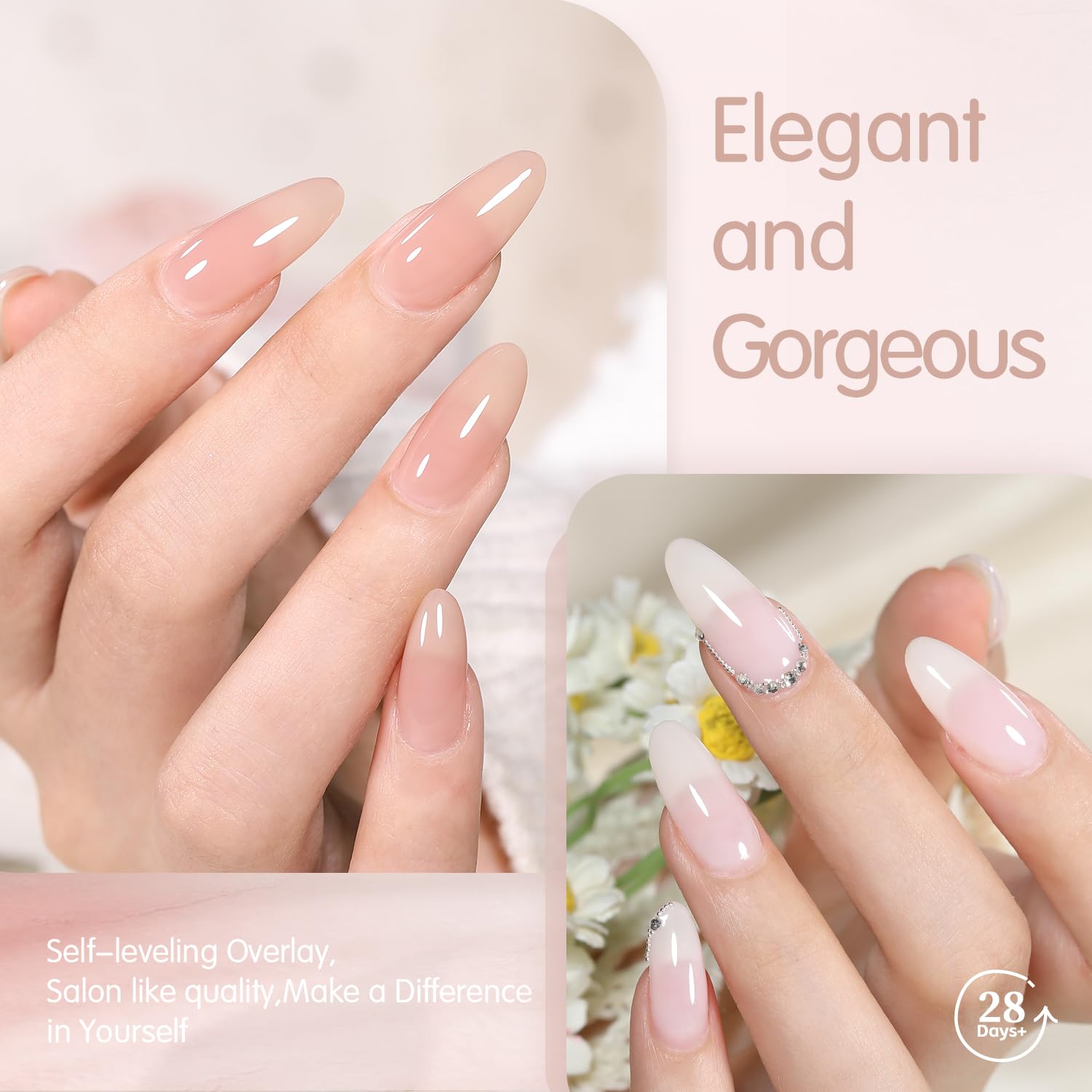 SHOYUM Jelly Gel manicure ideas for French tips and swirls