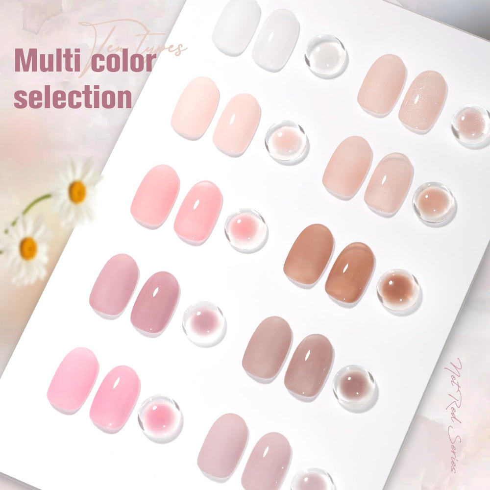 SHOYUM Jelly Nude color swatches showing sheer to opaque nude tones