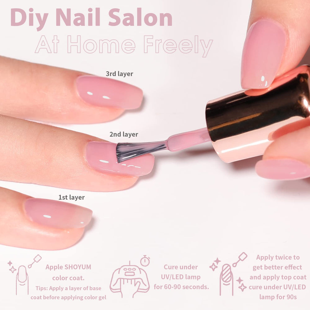 SHOYUM Jelly Nude milky-rose swatch conveying soft nude elegance