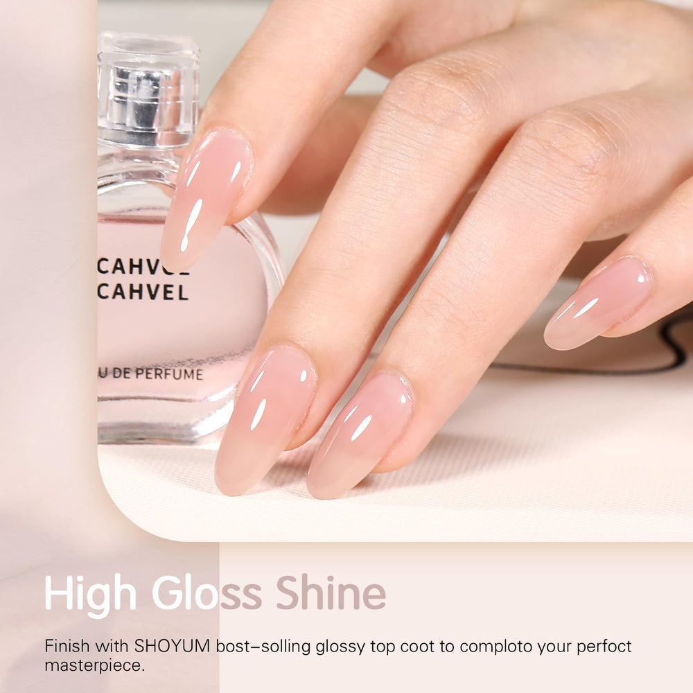 SHOYUM Milky White Jelly Nude bottle closeup highlighting toxin-free formula