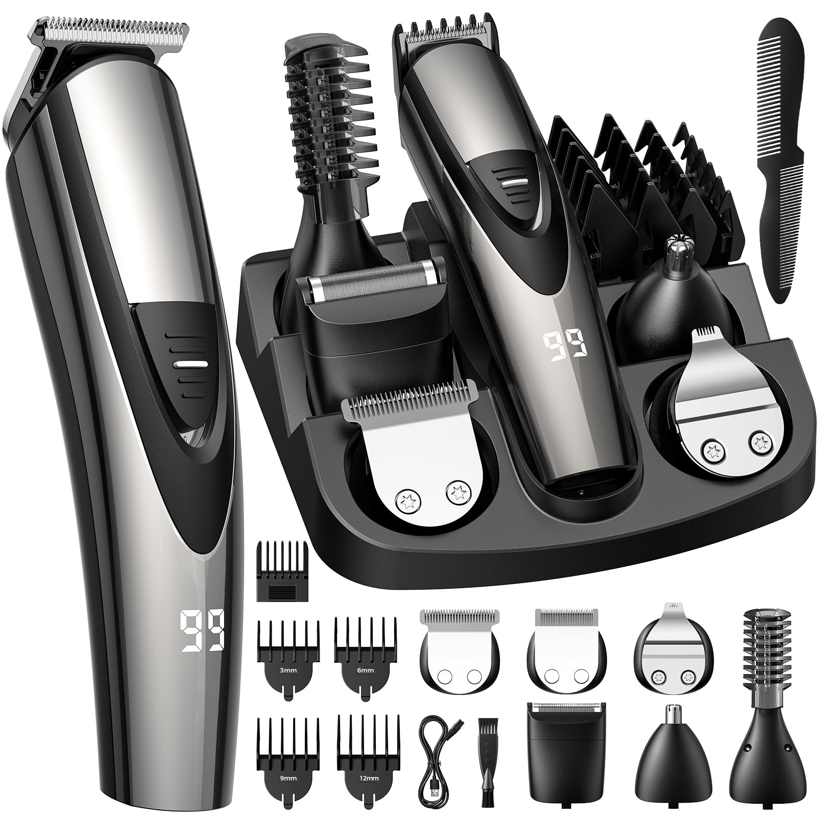 SHPAVVER beard trimmer front view showing cordless design for on-the-go grooming