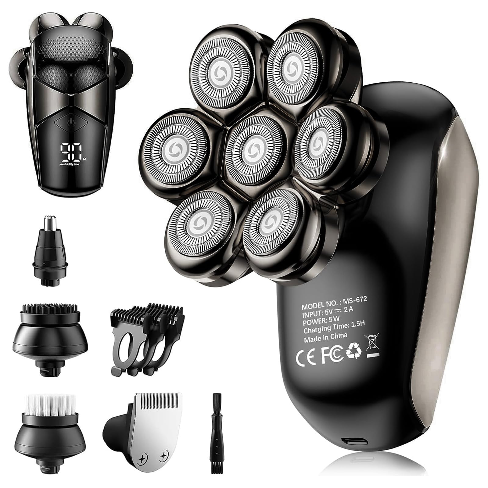 SHPAVVER head shaver with 7D floating blades delivering a close, comfortable shave on bald heads.