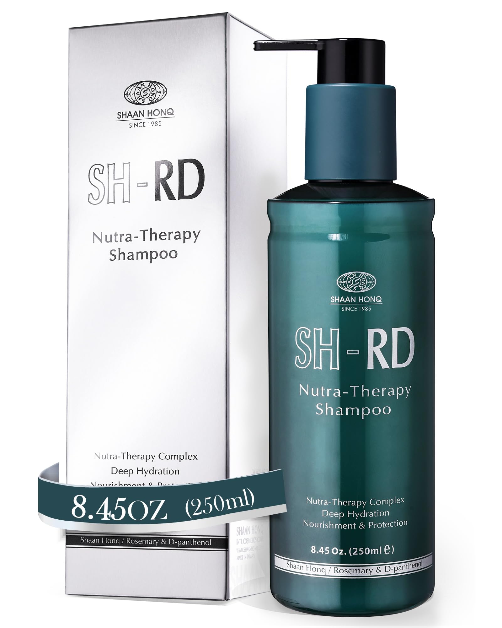 SH-RD Nutra-Therapy Shampoo bottle highlights nourishing hydration for dry, damaged hair
