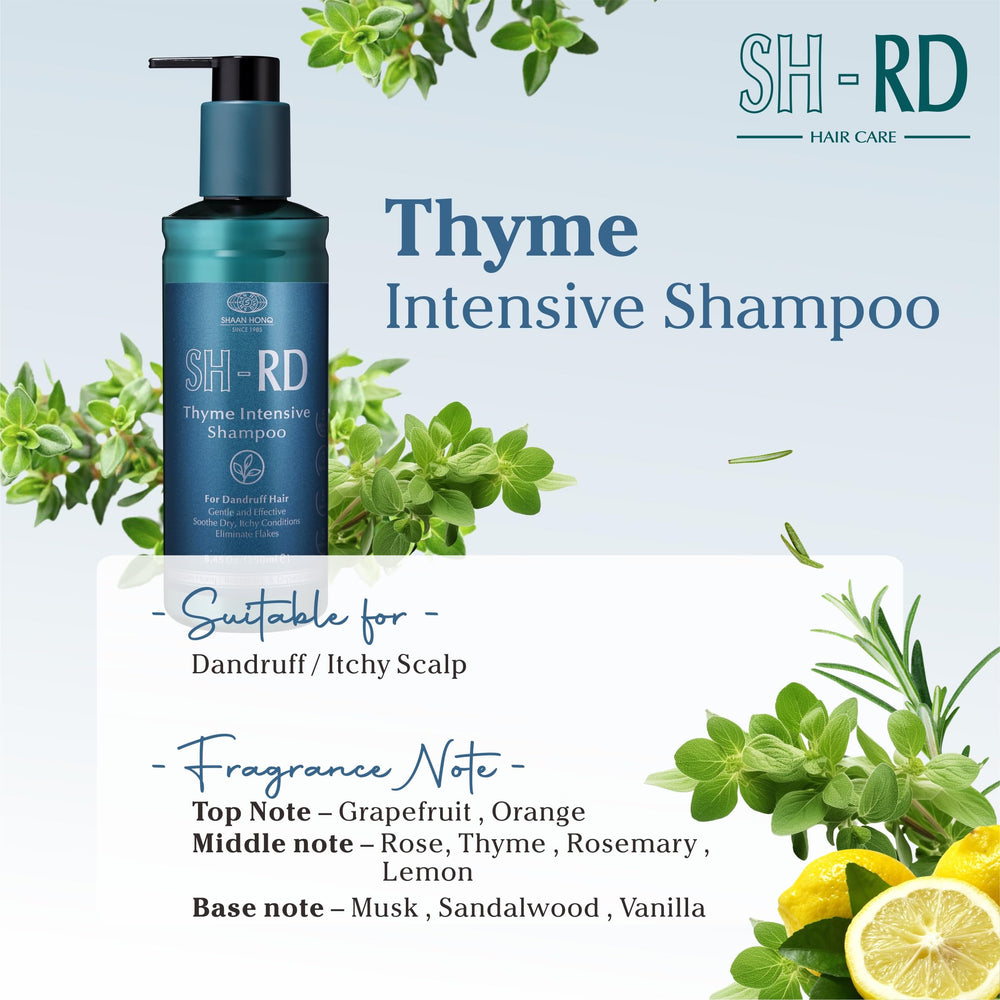SH-RD Thyme Intensive Shampoo lather demonstrates even distribution and gentle cleansing