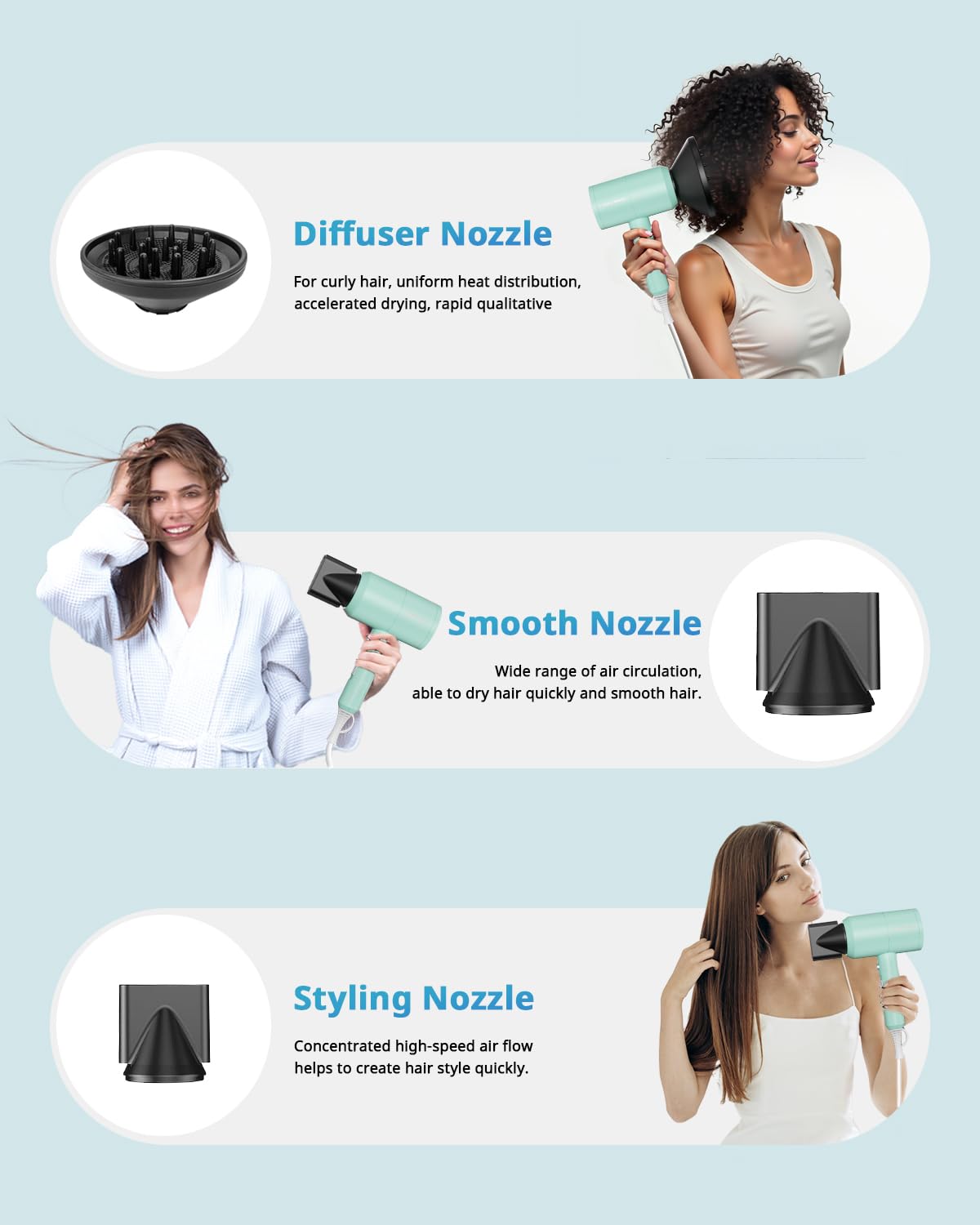 SHRATE smooth nozzle for sleek, frizz-free finishes