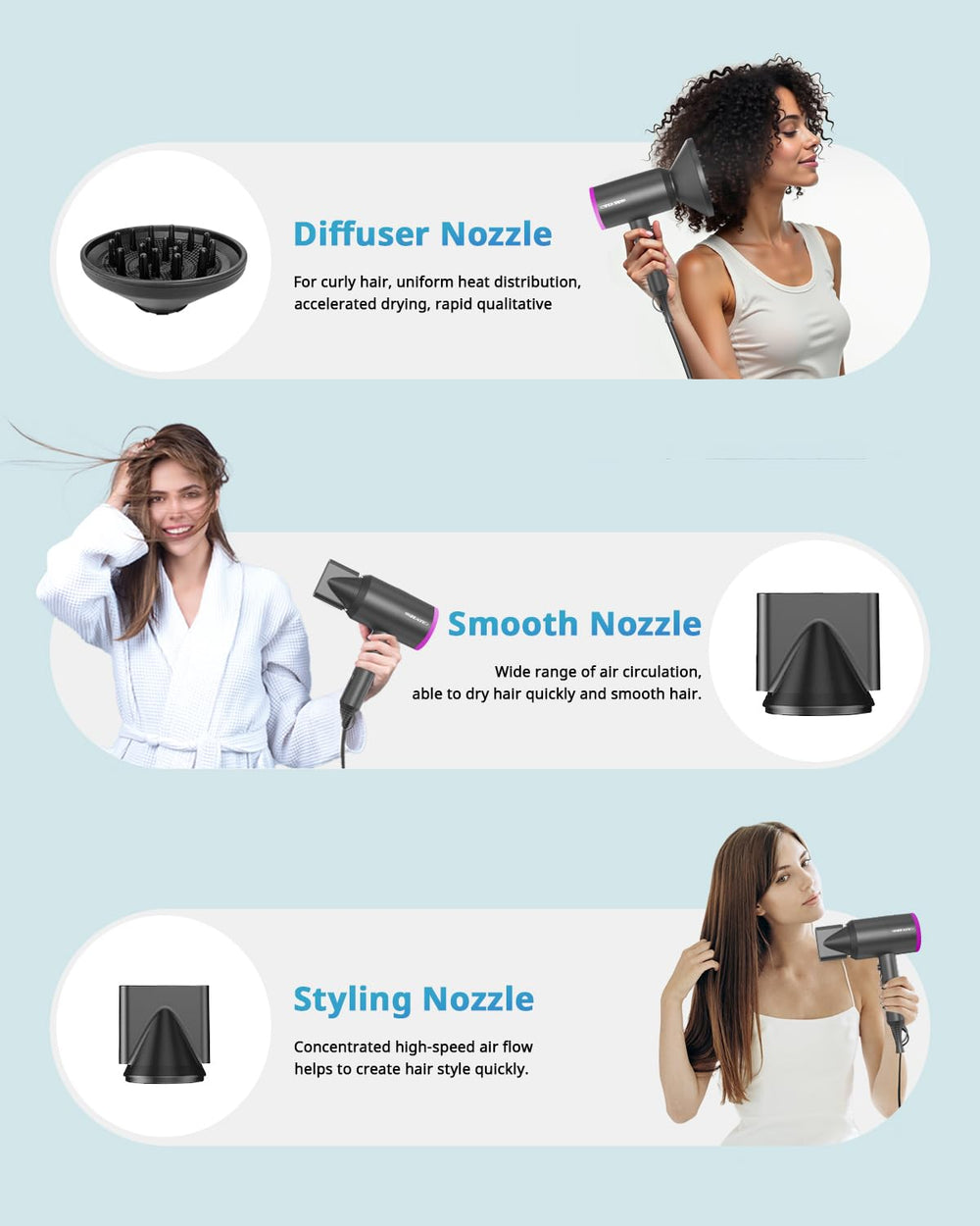 SHRATE smooth nozzle aiding sleek, controlled styling and finish.