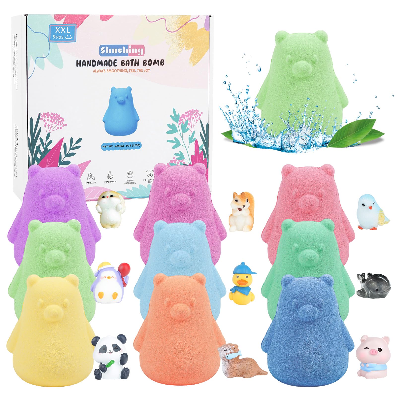 SHUCHING bear bath bombs packaging highlights gift-ready presentation for birthdays
