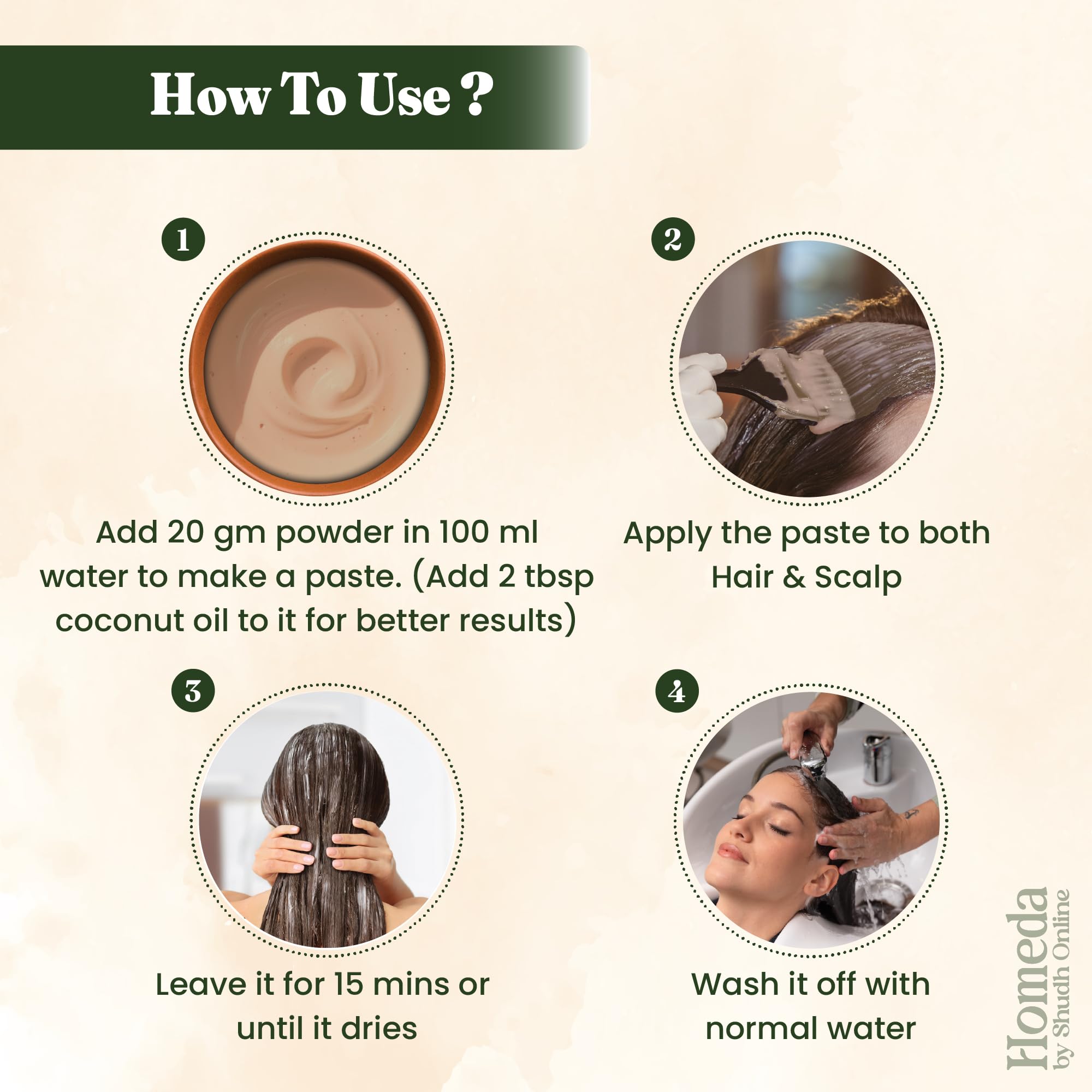 Shudh Online DIY mask with amla and reetha using shikakai powder.