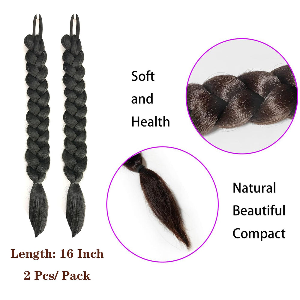 Shufang long black braided ponytail extension provides comfortable all-day wear.