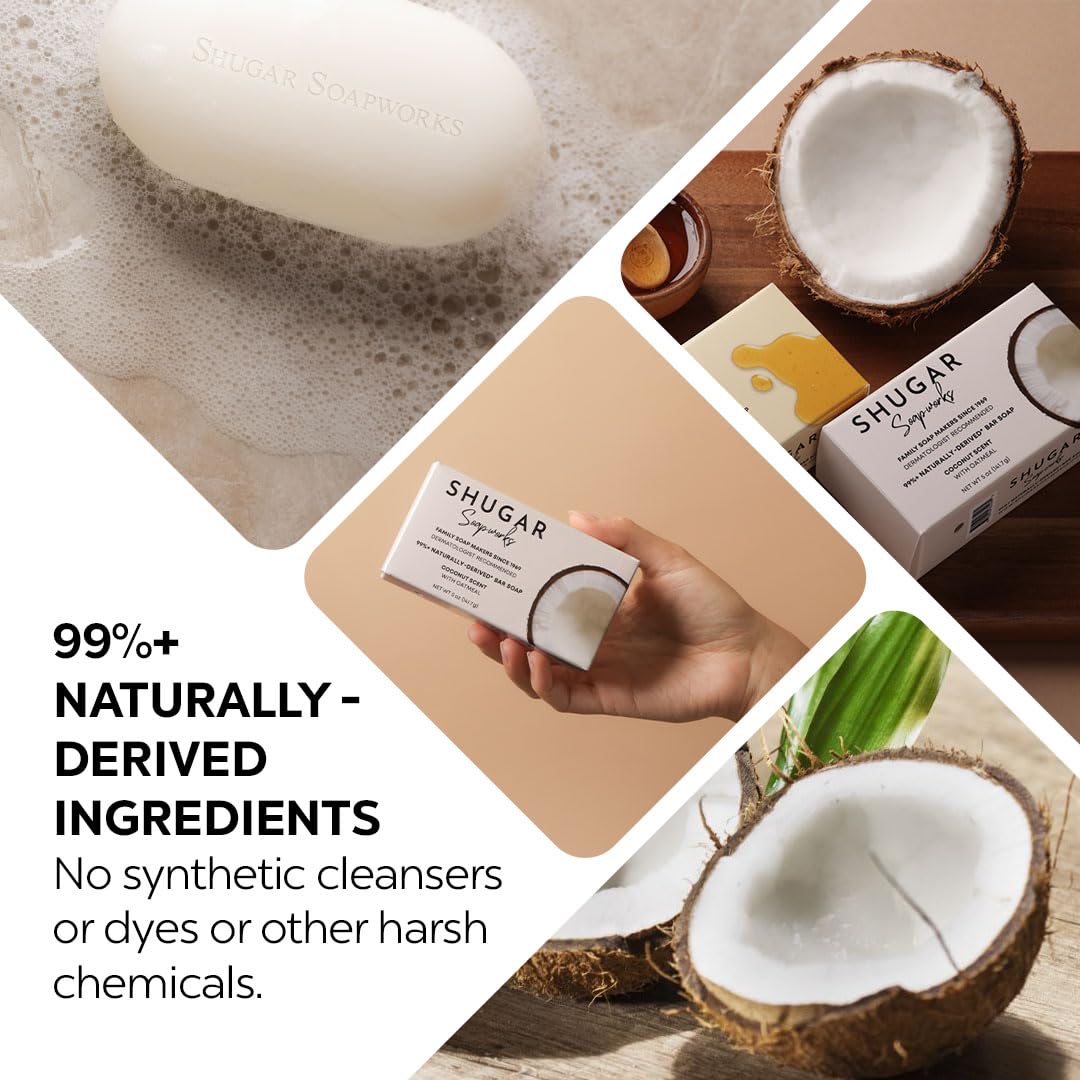 Shugar Soapworks Oatmeal & Coconut bar is ideal for daily hand and body cleansing.