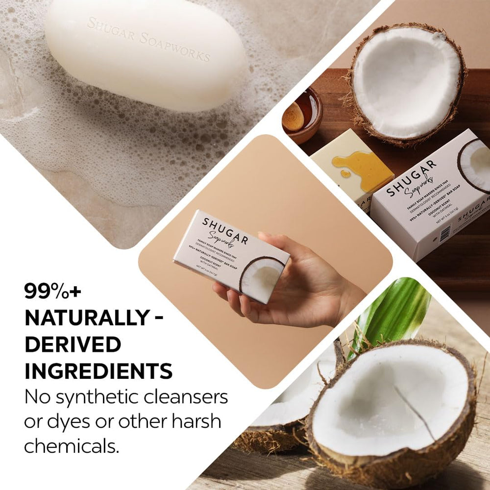 Shugar Soapworks Oatmeal & Coconut bar is ideal for daily hand and body cleansing.