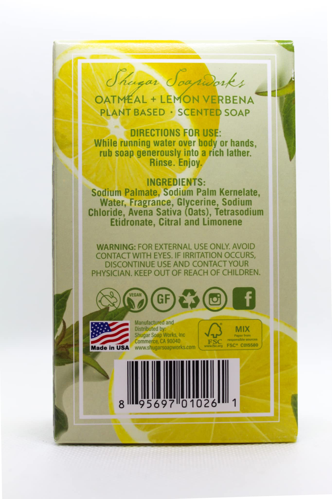 Shugar Soapworks soap bar lather illustrates gentle cleansing and citrusy fragrance.