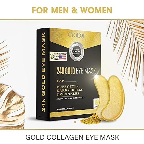 SHUIKU 24K Gold Under Eye Patches on eyes during night routine for cooling relief.