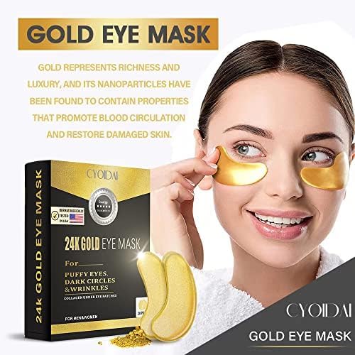 SHUIKU 24K Gold Under Eye Patches packaging highlight premium ingredients for skincare lovers.