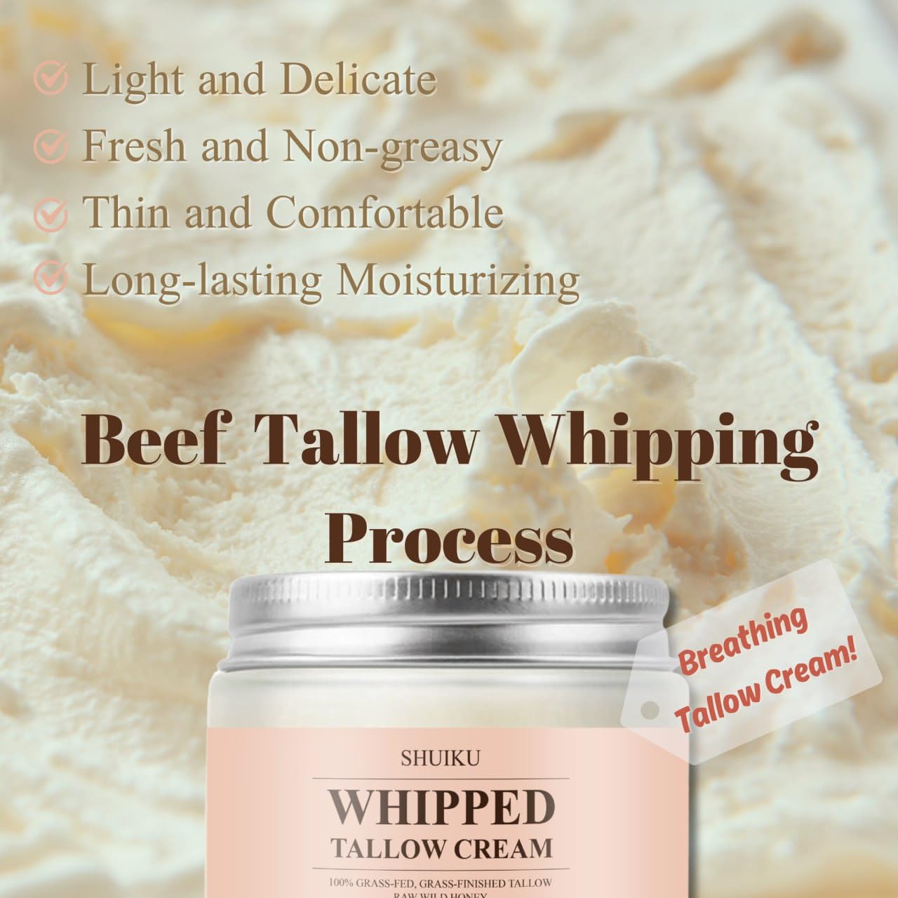 SHUIKU grass-fed-origin closeup suggests natural source and gentle nourishment