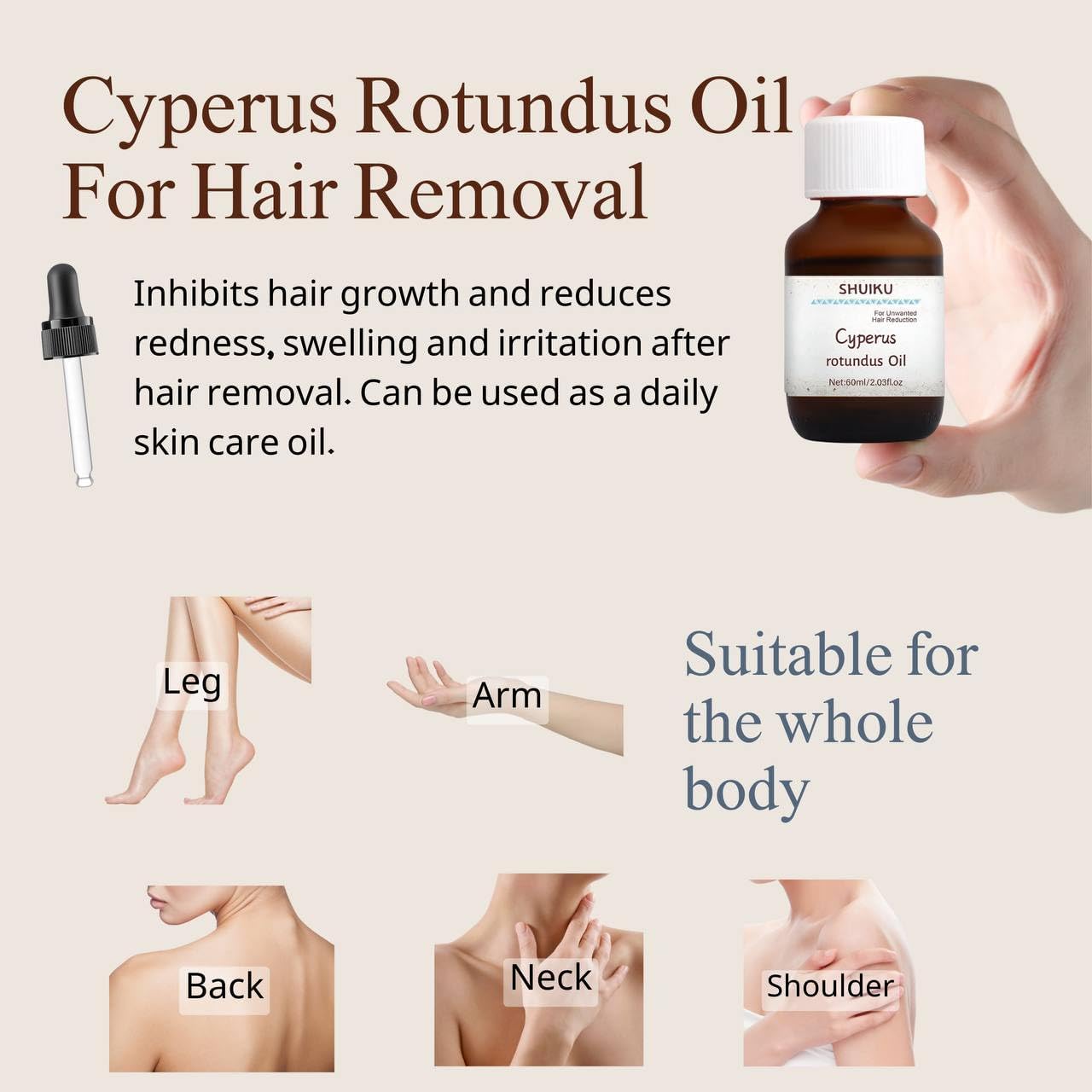 SHUIKU Cyperus Rotundus oil applied to skin for natural care