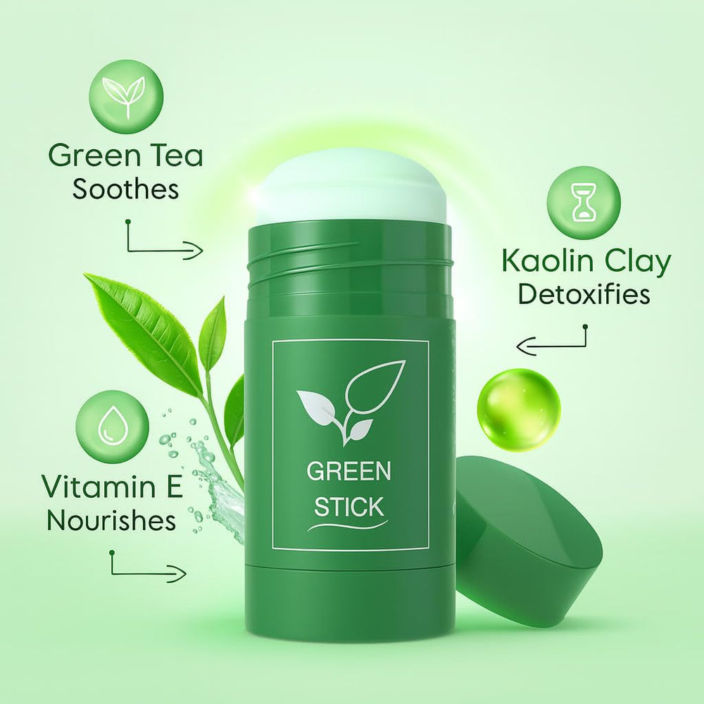 SHUIKU Green Tea Clay Stick with green tea and kaolin clay brightens tone and refines texture.