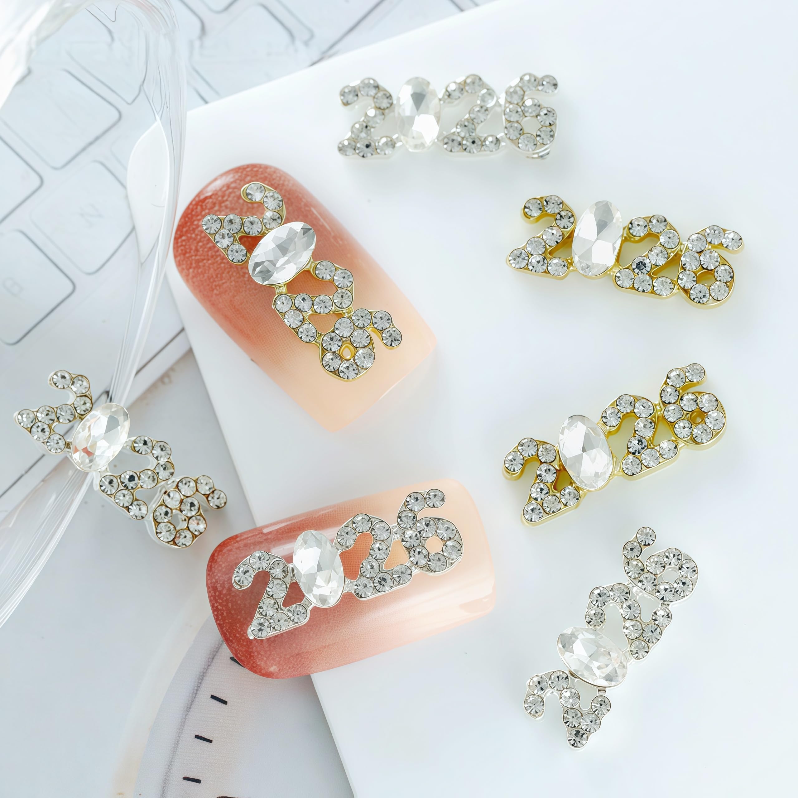 SHUXILIN 3D crystal-number charms brighten nail art with shine